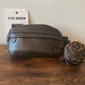 Steve Madden Brown Crossbody/Belt Bag with Leopard Print Pouch NWT